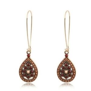 Boho Teardrop earrings (wine/gold tone)